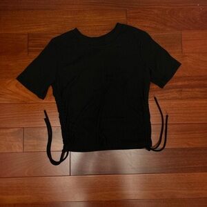 Zara Black Ruched Short Sleeve Tee